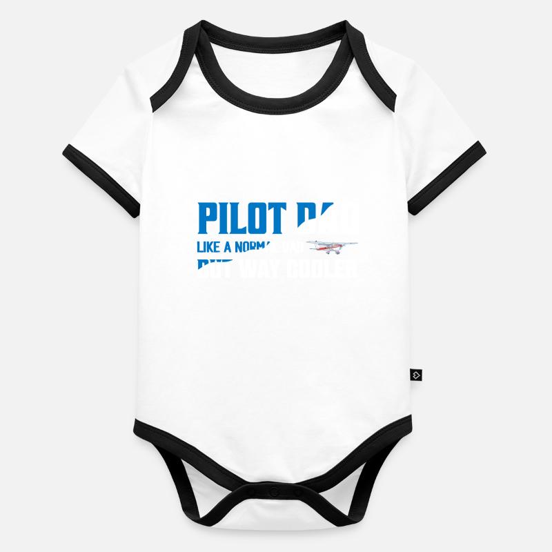 Papa pilote comme un père normal mais beaucoup plus cool Aviatio Body Bébé bio contrasté manches courtes