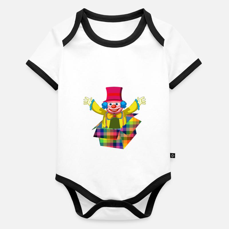 Costume de Carnaval Clown de la boîte Carnaval Body Bébé bio contrasté manches courtes