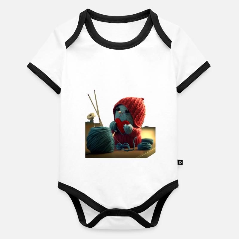 Tricoter la Saint-Valentin Body Bébé bio contrasté manches courtes