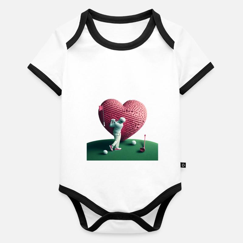 Golf Saint-Valentin Body Bébé bio contrasté manches courtes