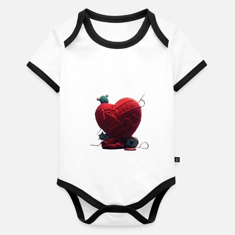 Tricoter la Saint-Valentin Body Bébé bio contrasté manches courtes