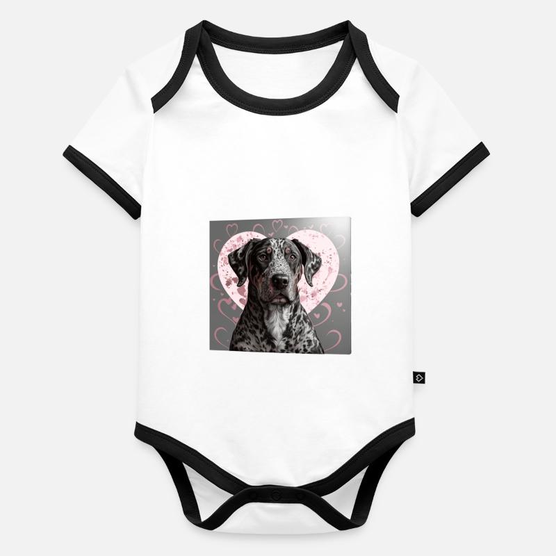 Catahoula Leopard Dog Valentine's Day Organic Baby Contrasting Bodysuit