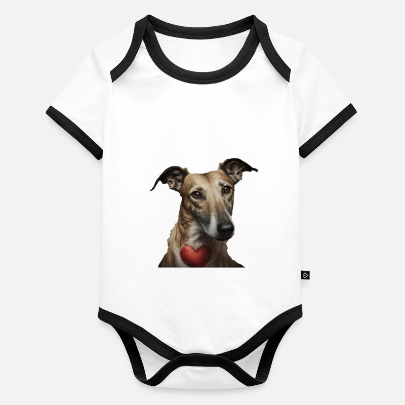 Lurcher Saint-Valentin Body Bébé bio contrasté manches courtes