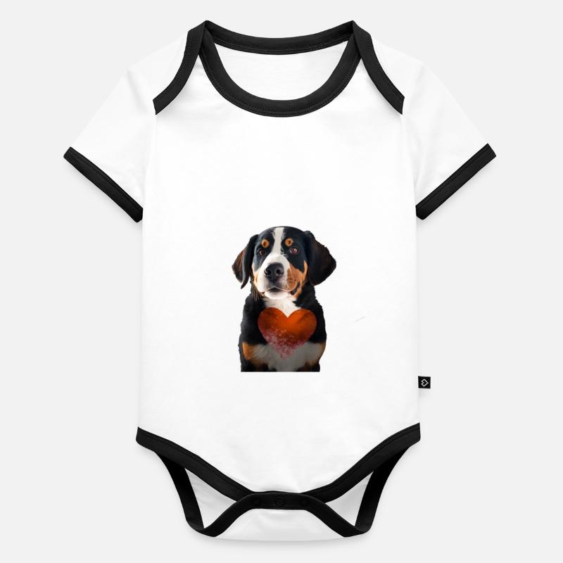 Entlebucher Mountain Dog Valentine's Day Organic Baby Contrasting Bodysuit