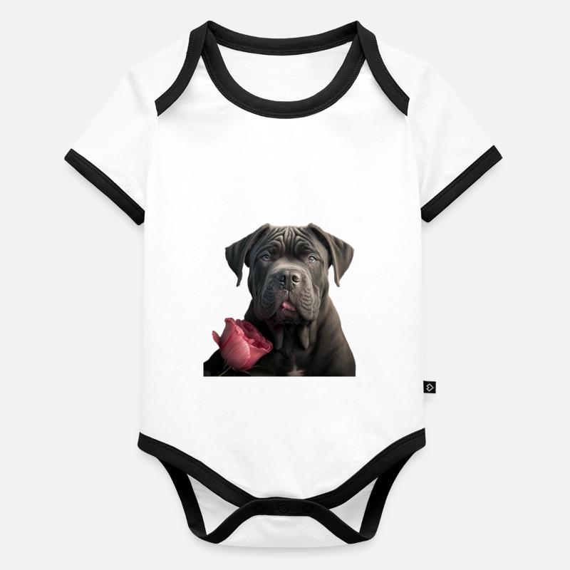 Cane Corso Valentins Tag Baby Bio-Kurzarm-Kontrastbody