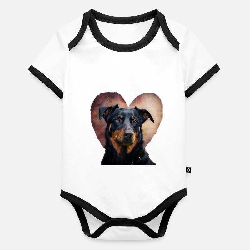 Beauceron Saint-Valentin Body Bébé bio contrasté manches courtes