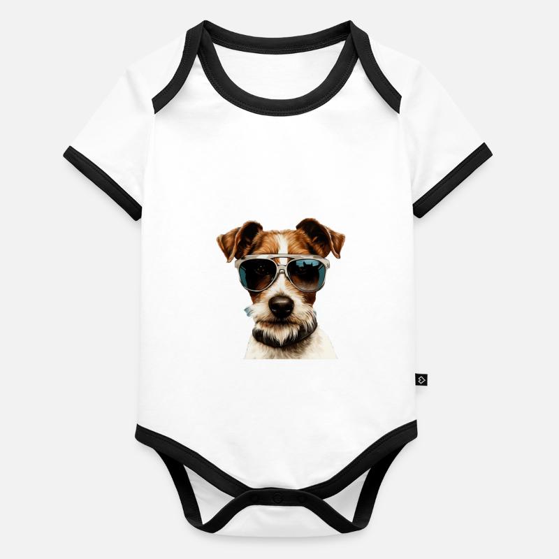 Foxterrier Cool - Foxterrier Hund Baby Bio-Kurzarm-Kontrastbody