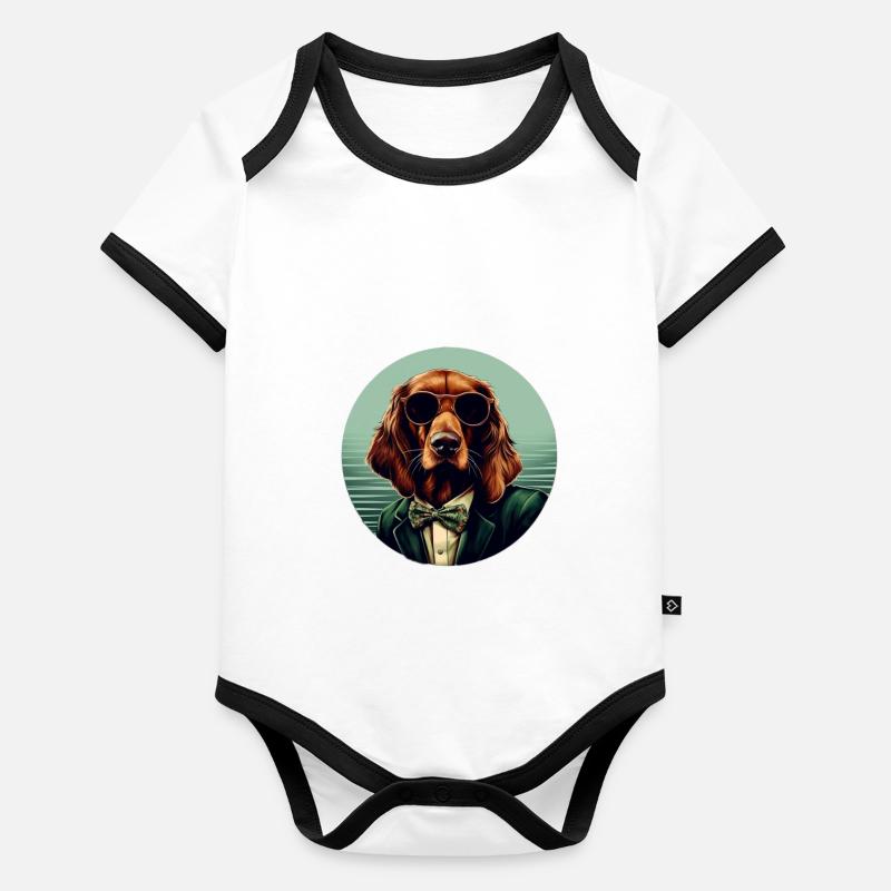 Irish Setter Cool - Irish Setter Dog Organic Baby Contrasting Bodysuit