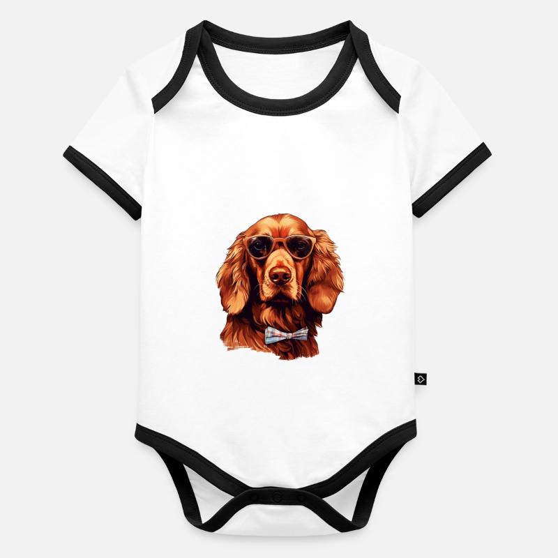 Irish Setter Cool - Chien Setter irlandais Body Bébé bio contrasté manches courtes