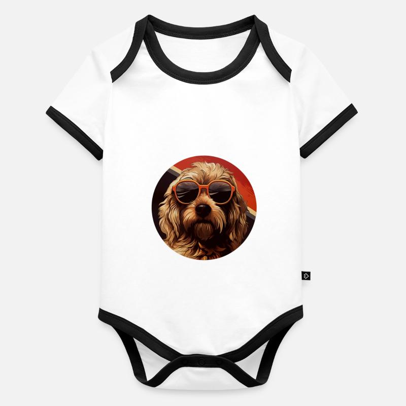 Labradoodle Cool - Labradoodle Hund Baby Bio-Kurzarm-Kontrastbody