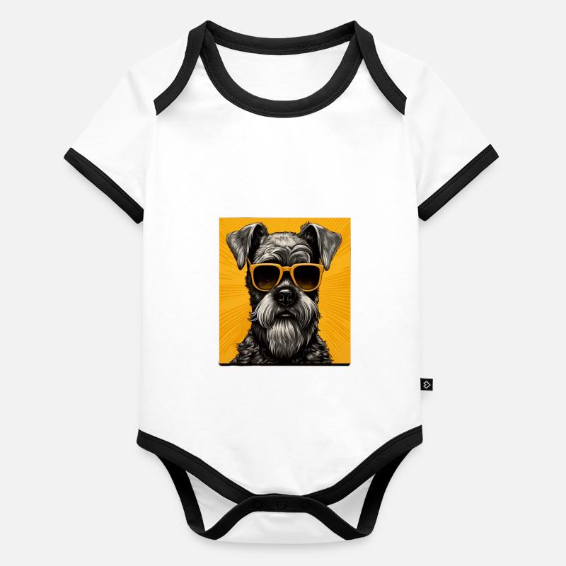 Schnauzer Cool - Schnauzer Dog Organic Baby Contrasting Bodysuit