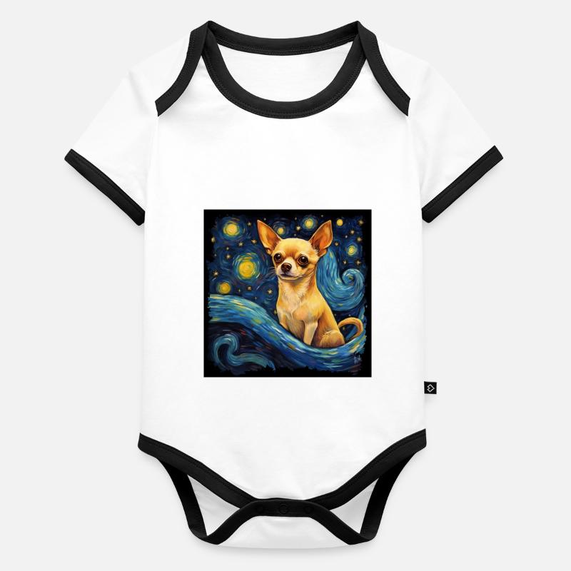 Chihuahua Starry Night Organic Baby Contrasting Bodysuit