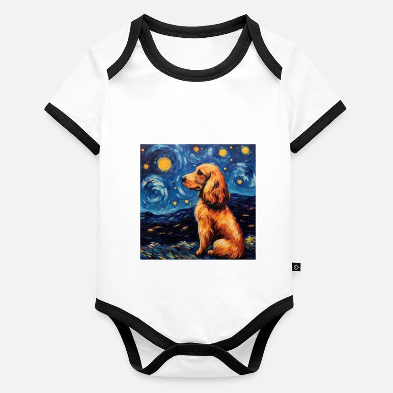 Cocker Spaniel Starry Night Organic Baby Contrasting Bodysuit