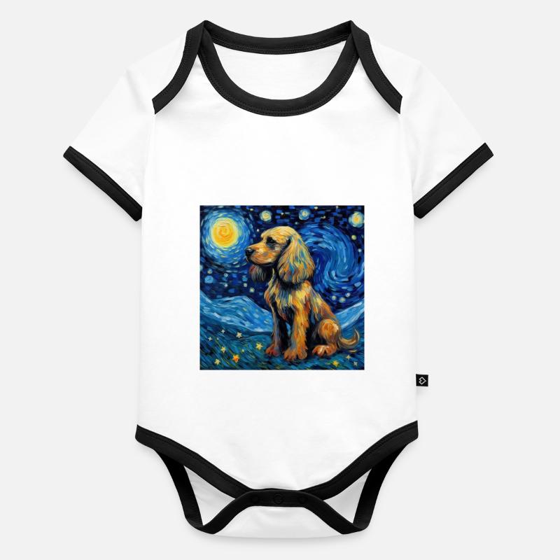 Cocker Spaniel Starry Night Organic Baby Contrasting Bodysuit
