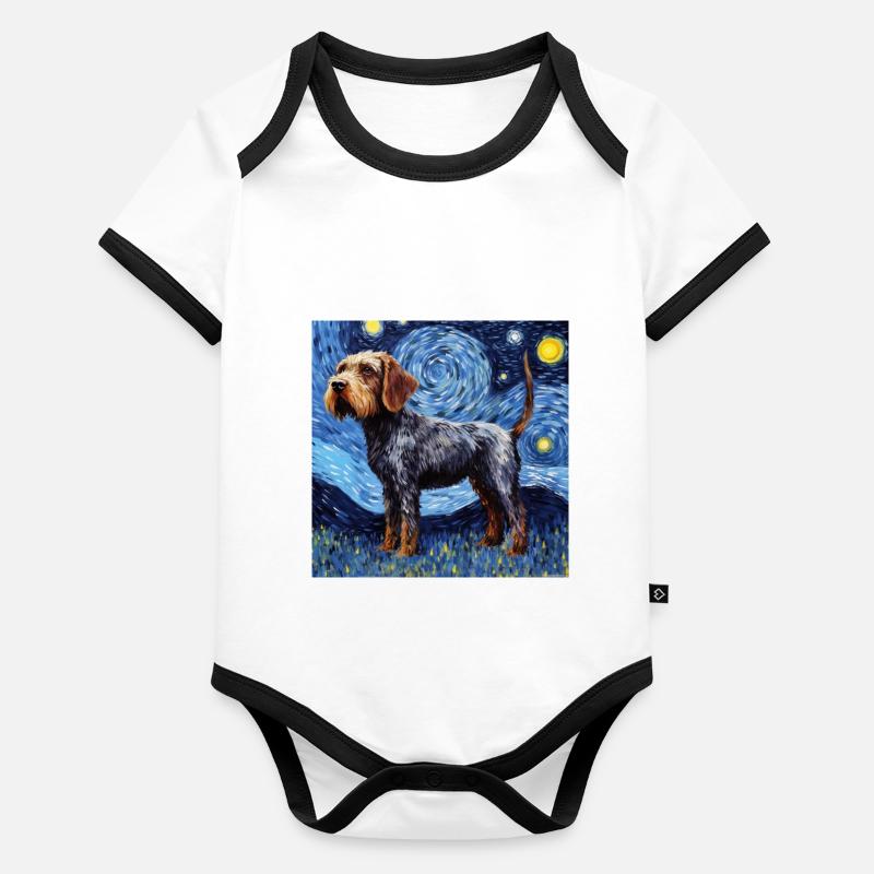 German Wirehaired Starry Night Organic Baby Contrasting Bodysuit
