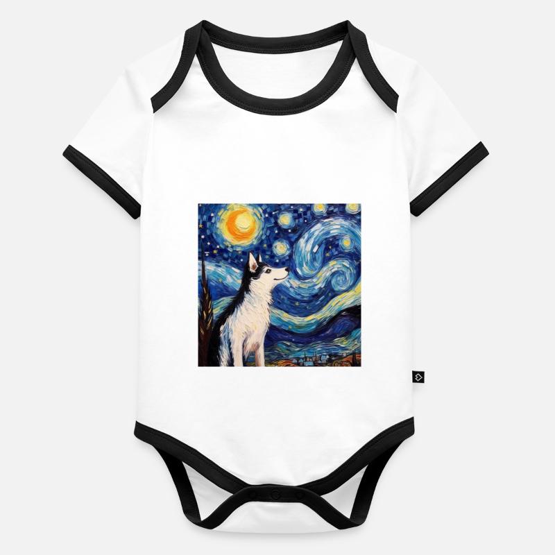 Husky Starry Night Organic Baby Contrasting Bodysuit