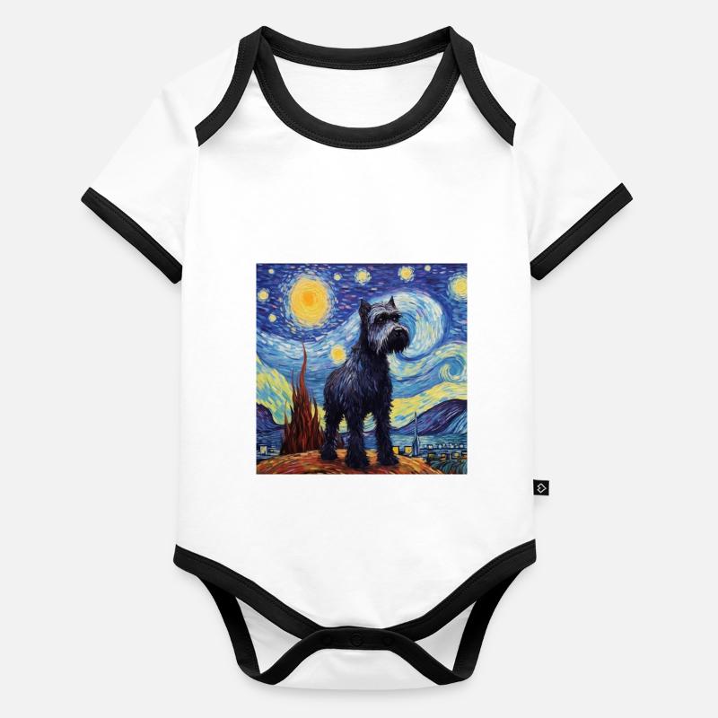 Giant Schnauzer Starry Night Organic Baby Contrasting Bodysuit