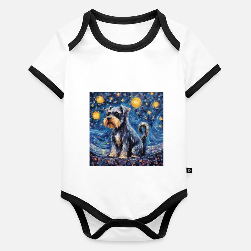 Miniature Schnauzer Starry Night Organic Baby Contrasting Bodysuit