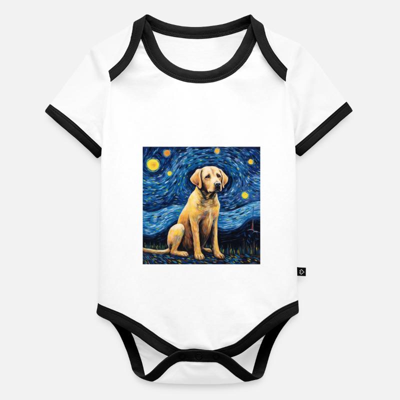 Nuit étoilée du Labrador Body Bébé bio contrasté manches courtes