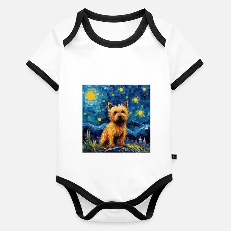 Norwich Terrier Starry Night Organic Baby Contrasting Bodysuit