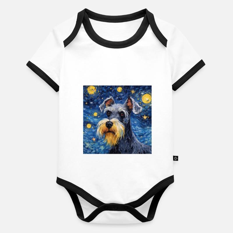 Miniature Schnauzer Starry Night Organic Baby Contrasting Bodysuit