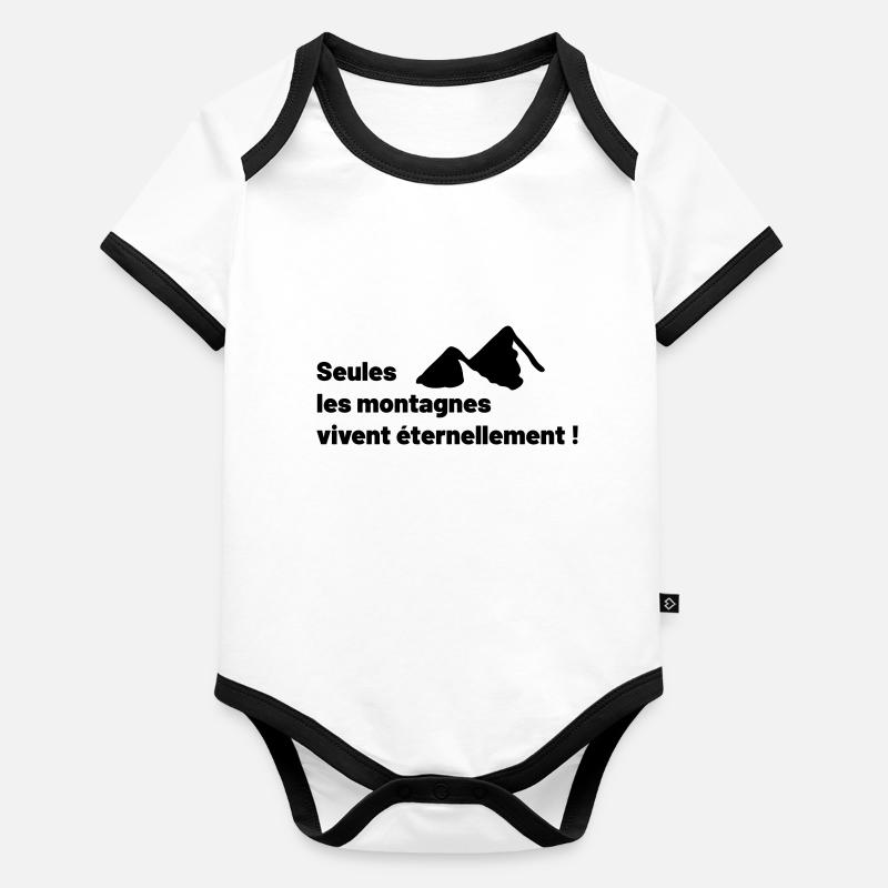 Seules les montagnes vivent éternellement ! Body Bébé bio contrasté manches courtes