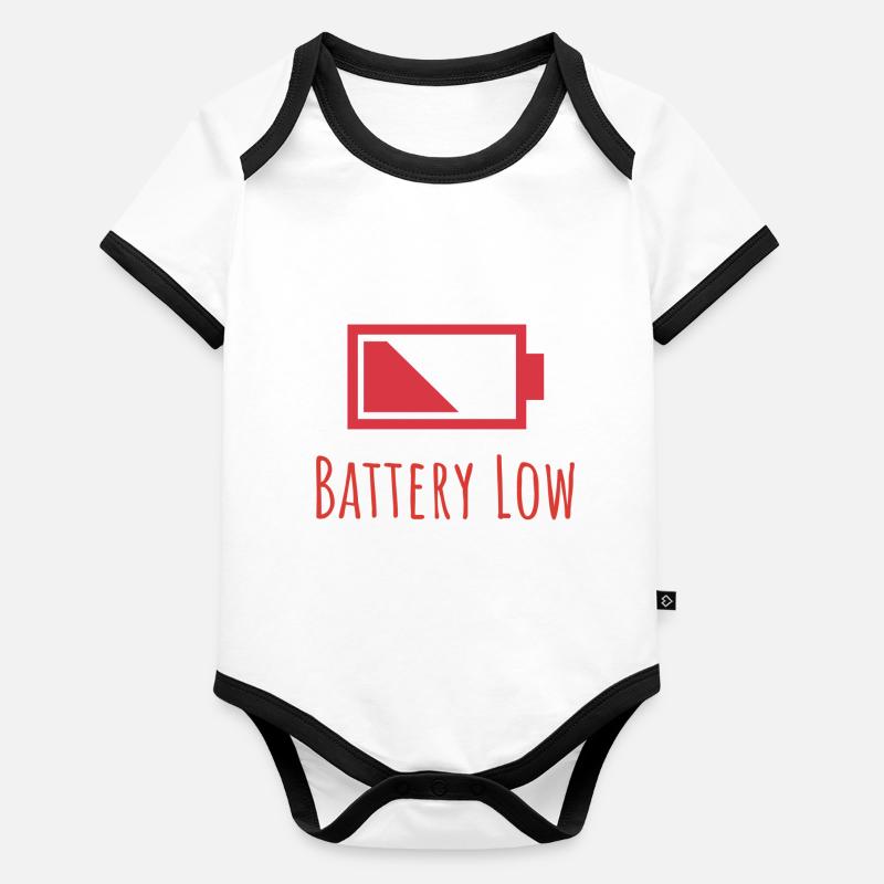 Battery Low Icon and Text Organic Baby Contrasting Bodysuit