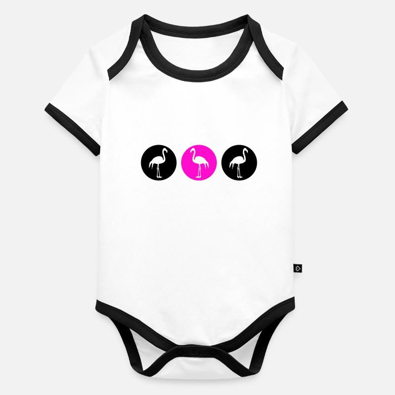 Flamingos Design 2 Organic Baby Contrasting Bodysuit