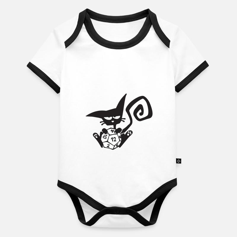 Dice Cat Funny Role Playing Cat RPG Body Bébé bio contrasté manches courtes