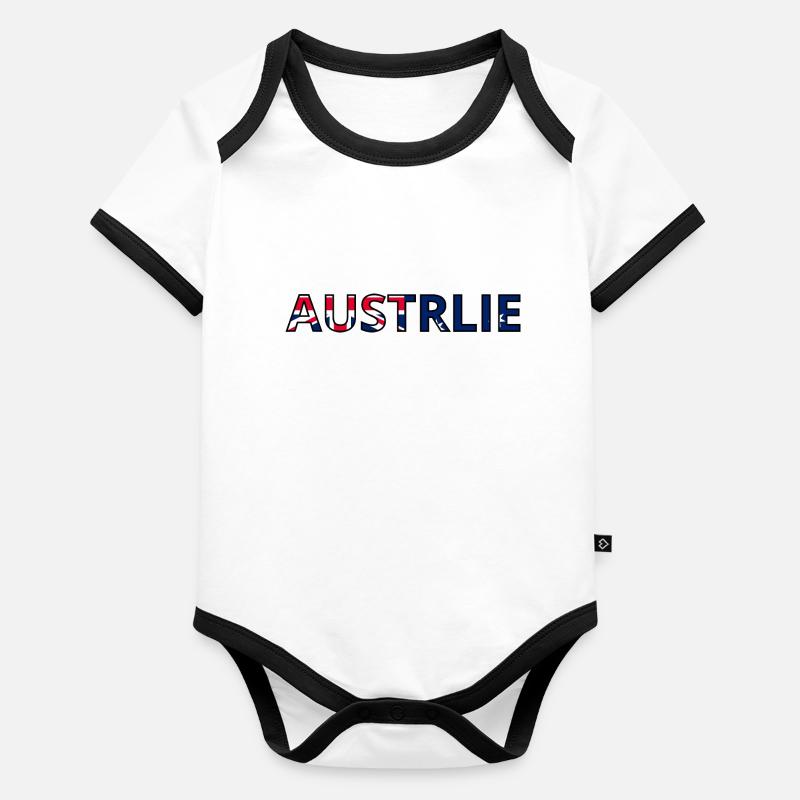 Drapeau Australie Body Bébé bio contrasté manches courtes