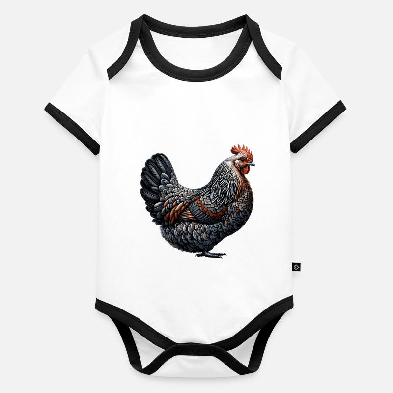 Drôle De Poulet Poulet Drôle Image Body Bébé bio contrasté manches courtes