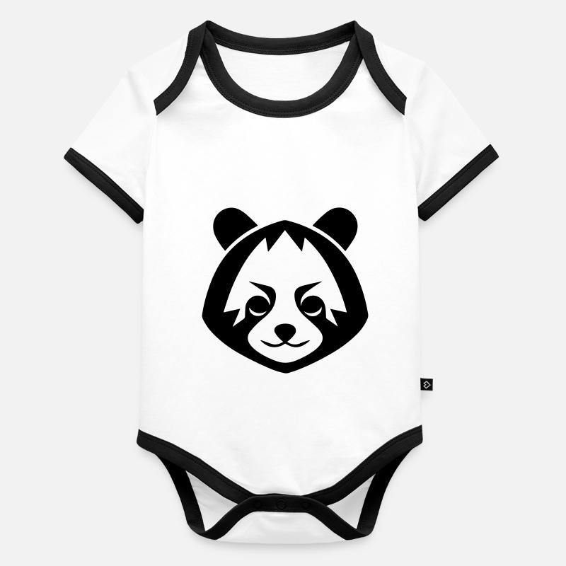 Panda roux Body Bébé bio contrasté manches courtes