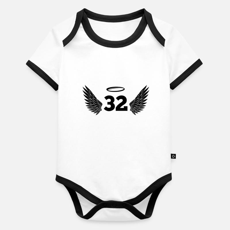 Numéro 32 ange - 32e anniversaire ailes Body Bébé bio contrasté manches courtes