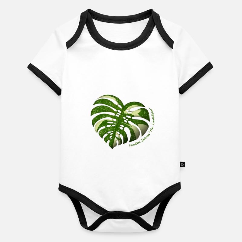 Monstera Thaï Constellation Body Bébé bio contrasté manches courtes