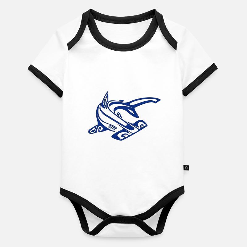 hammer shark blue Body Bébé bio contrasté manches courtes