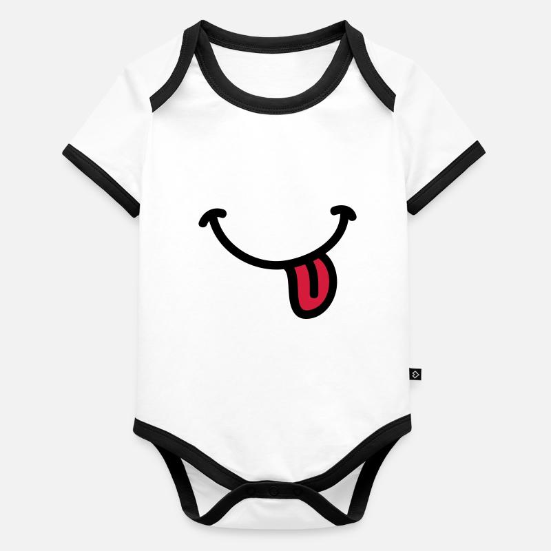 Smiley sourire langue Body Bébé bio contrasté manches courtes