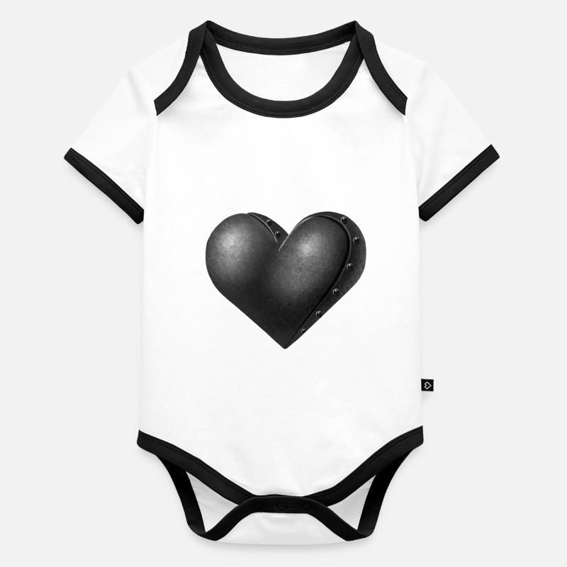 Grey Robot Heart Organic Baby Contrasting Bodysuit