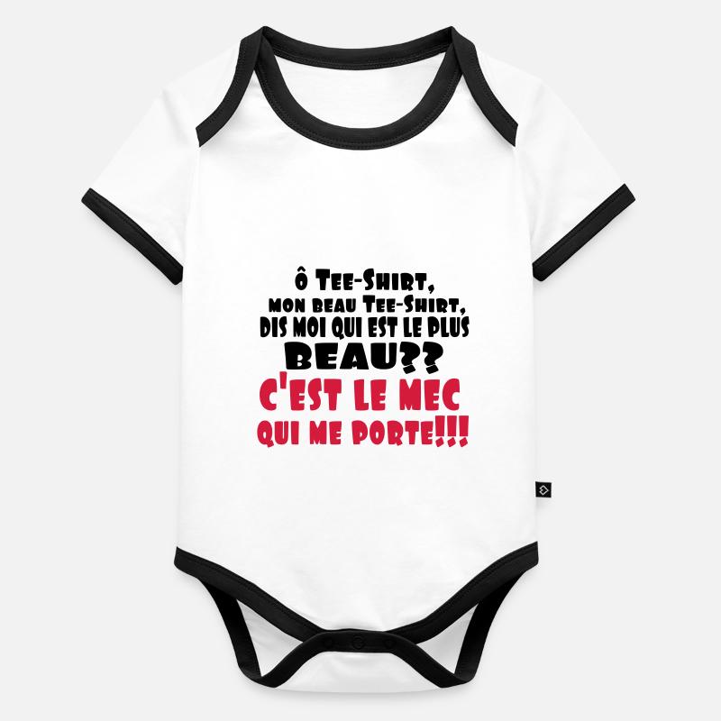 LE PLUS BEAU,citations,drôle,message,célibataire Body Bébé bio contrasté manches courtes