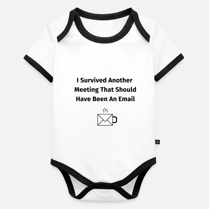 I Survived Another Meeting Organic Baby Contrasting Bodysuit