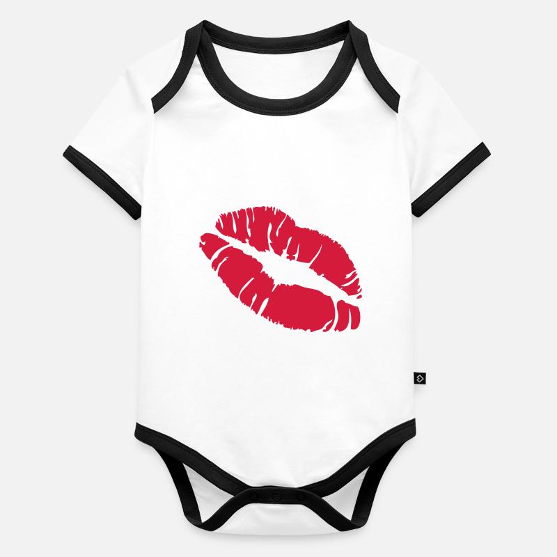 kiss lipps labial Body Bébé bio contrasté manches courtes