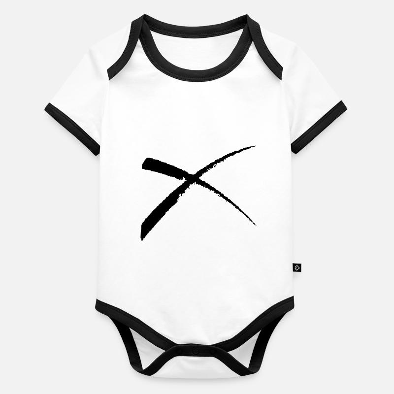 Kreuz-Pinselstrich Baby Bio-Kurzarm-Kontrastbody