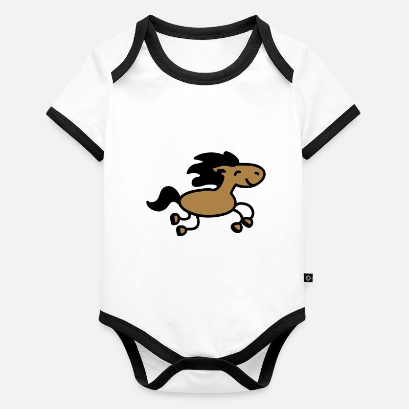 Cheval saute 2 Body Bébé bio contrasté manches courtes