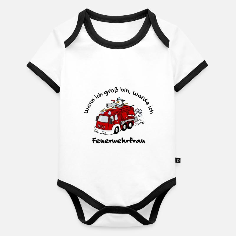 Feuerwehrfrau Baby Bio-Kurzarm-Kontrastbody