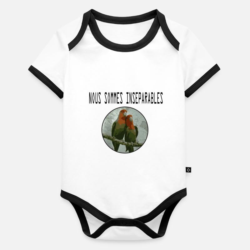 inséparables amour love Body Bébé bio contrasté manches courtes