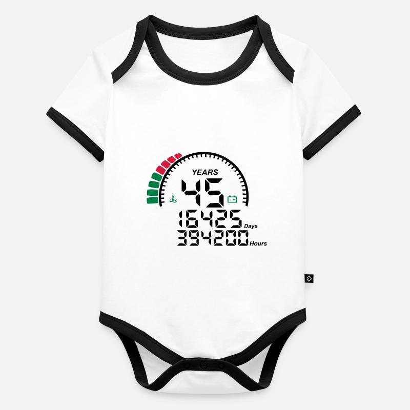 compteur anniversaire years ans 45 Body Bébé bio contrasté manches courtes