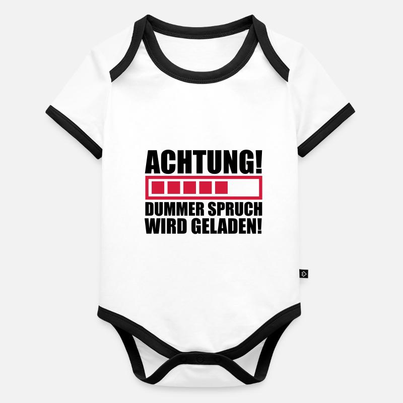achtung_dummer_spruch_wird_geladen_f2 Baby Bio-Kurzarm-Kontrastbody