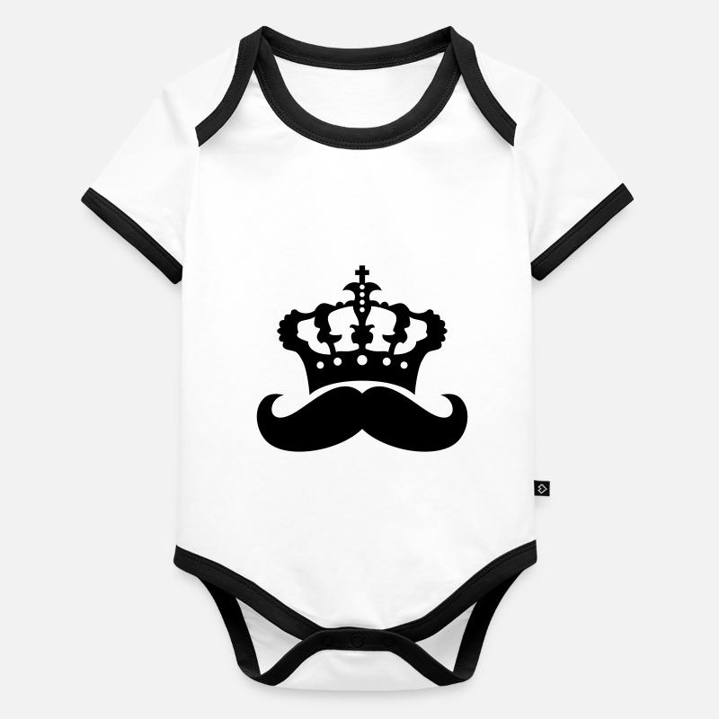 koenig krone herrscher prince mustache moustachu Body Bébé bio contrasté manches courtes