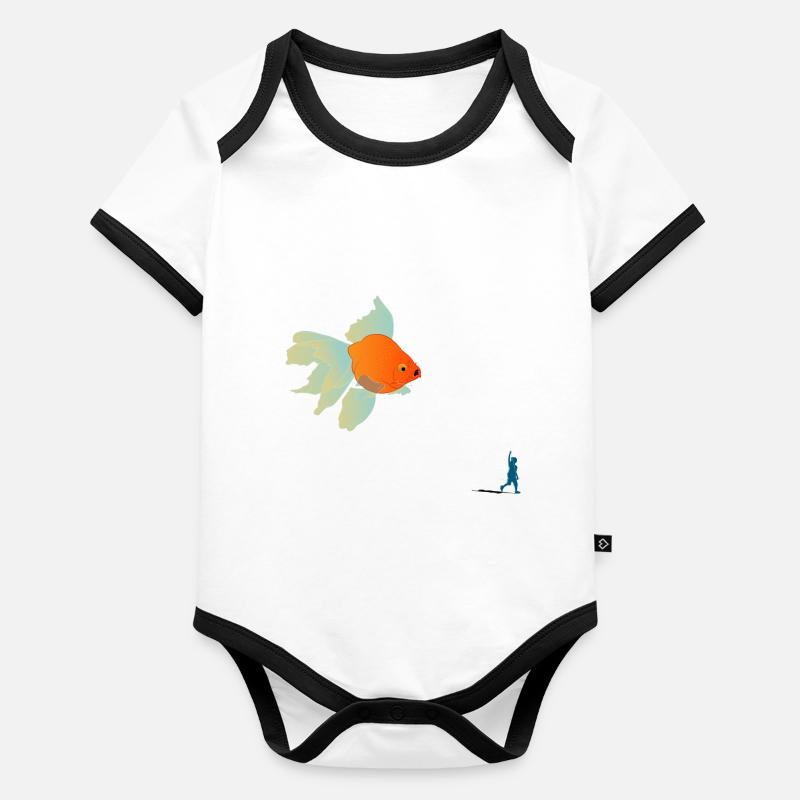 Flying fish Body Bébé bio contrasté manches courtes