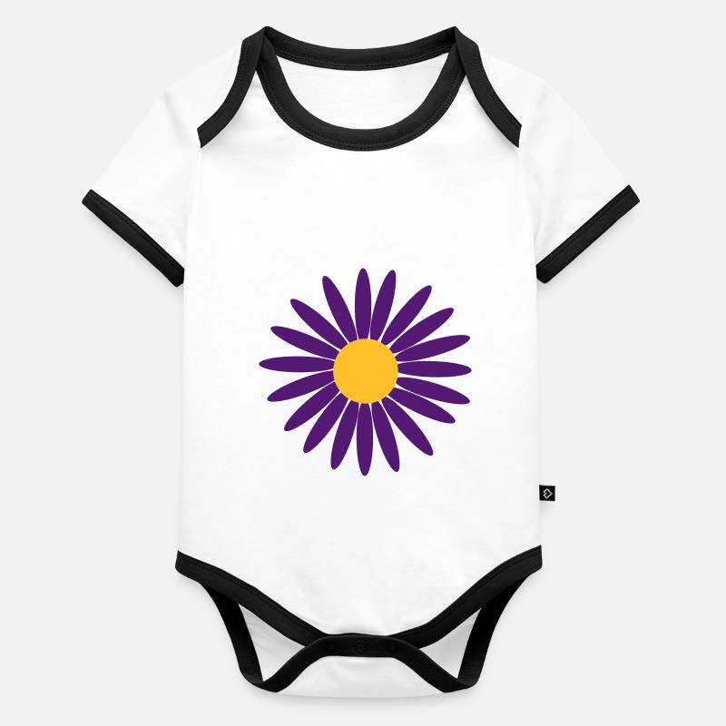 fleur pourpre Body Bébé bio contrasté manches courtes