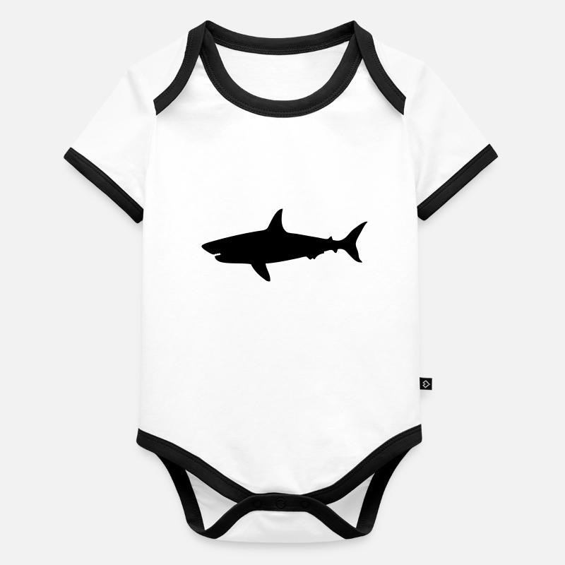 dessin requin squale plongée sous marine Body Bébé bio contrasté manches courtes